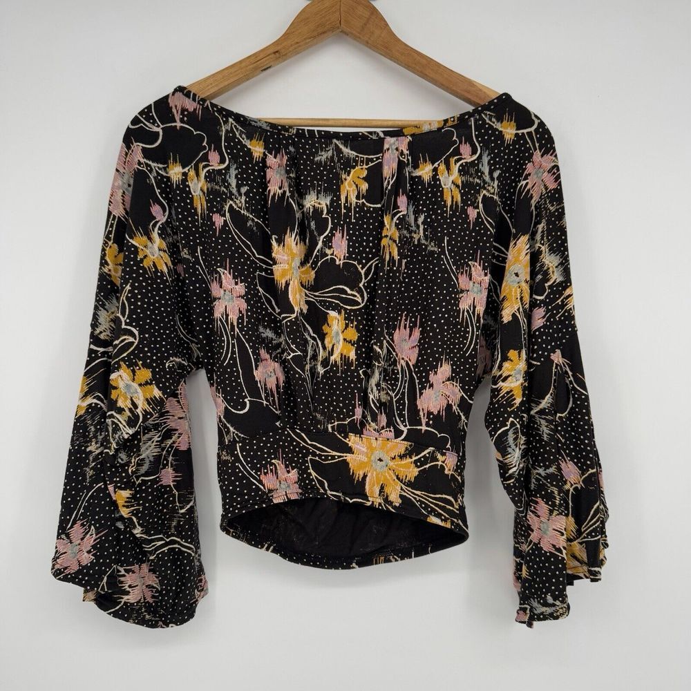 Free People Boho‎ Floral Peasant Blouse Last Time Women's Size XS Keyhole Top - Picture 8 of 8